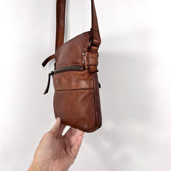 Harbour 2nd Taliza Crossbody Leather Bag Cognac Brown Rustic Washed Cowhide Boho - Picture 3 of 12
